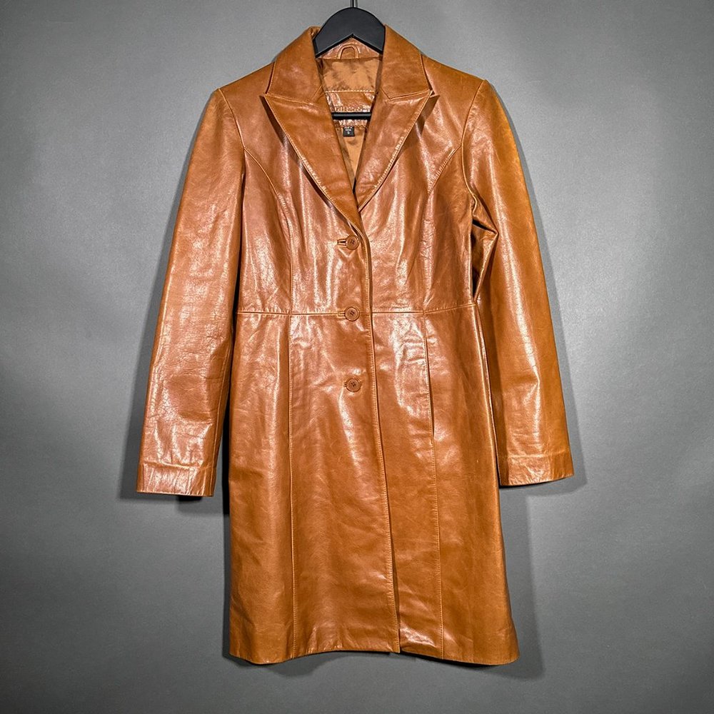 Vintage Guess Leather Trench Coat Size S